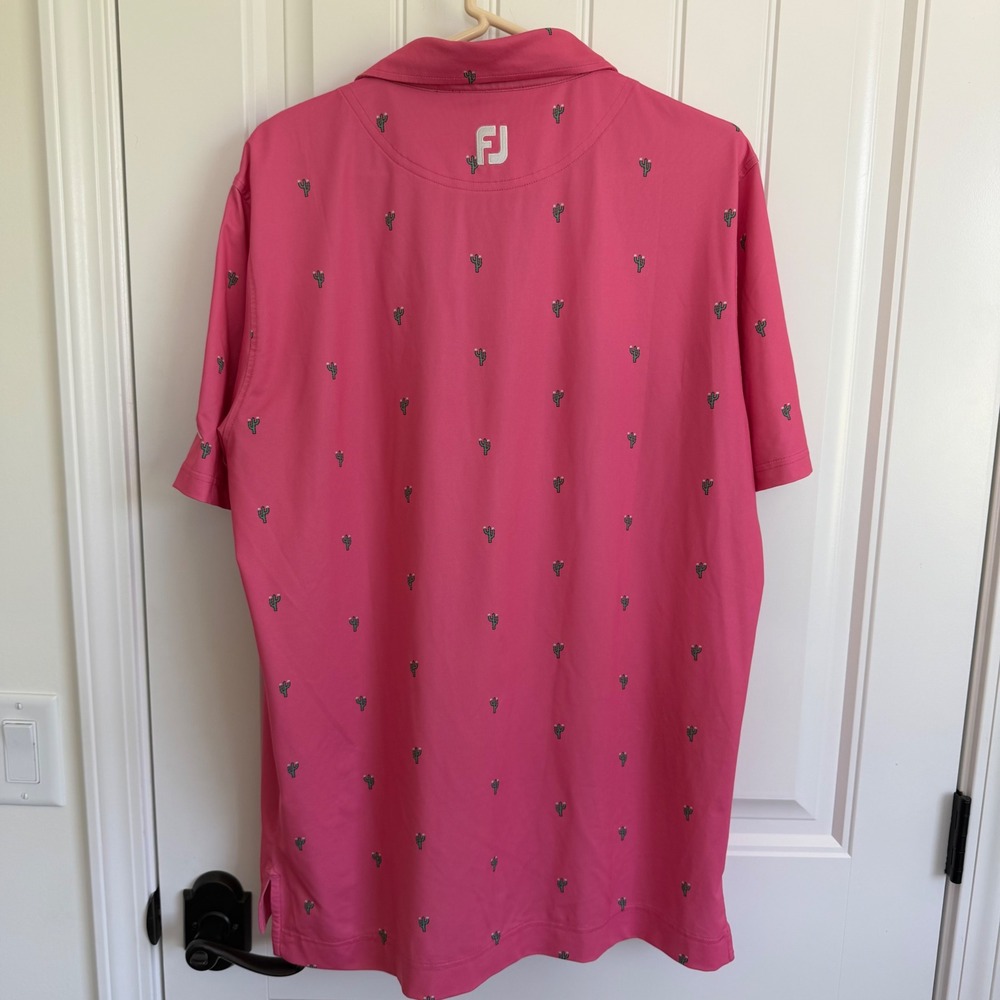 Footjoy FJ Cactus Pink Short Sleeve‎ Polo Golf Men's Medium - Picture 3 of 7
